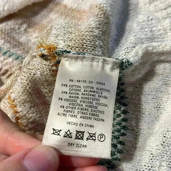 Anthropologie Sparrow Elvra Hoodie Pullover Neutral Geometric Pattern Sz M - Picture 9 of 11